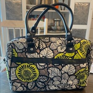 Vera Bradley Black and Yellow/Lime Floral Satchel